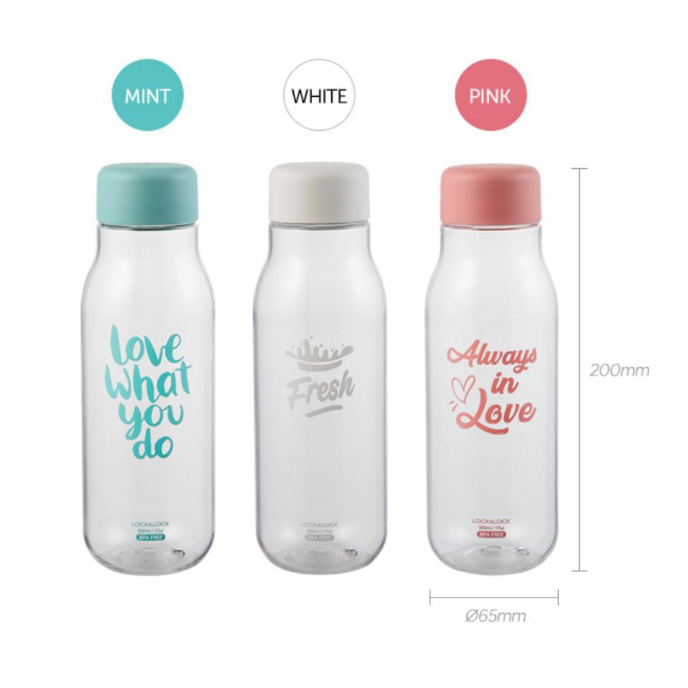 Bình nước Lock&amp;Lock Milky dung tích 500ml nhựa PET BPA Free HAP654