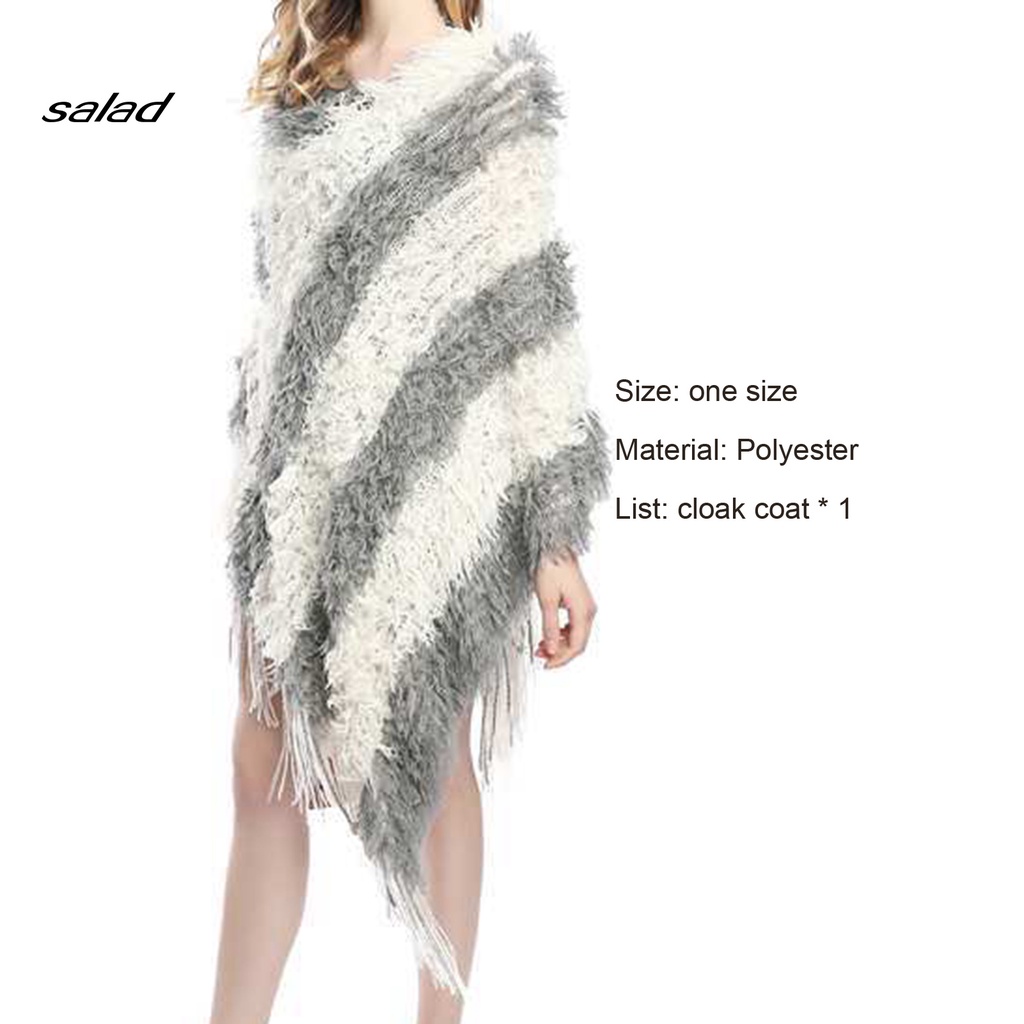 Áo choàng dệt kim dáng rộng màu sắc tương phản ấm áp
 | BigBuy360 - bigbuy360.vn