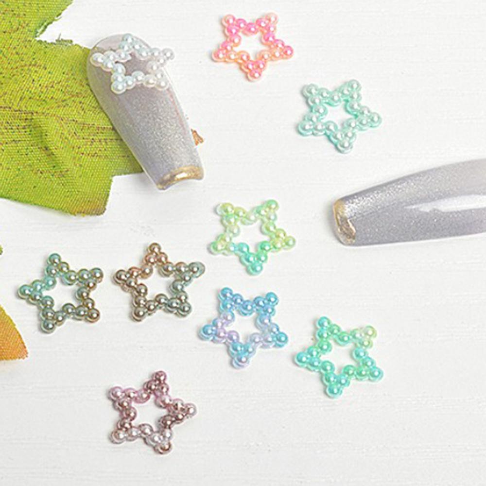 MOCHO Phụ Kiện Trang Trí Móng Tay 3D Hình Trăng Sao Trái Tim Lưng Phẳng Đính Ngọc Trai Cho Nữ