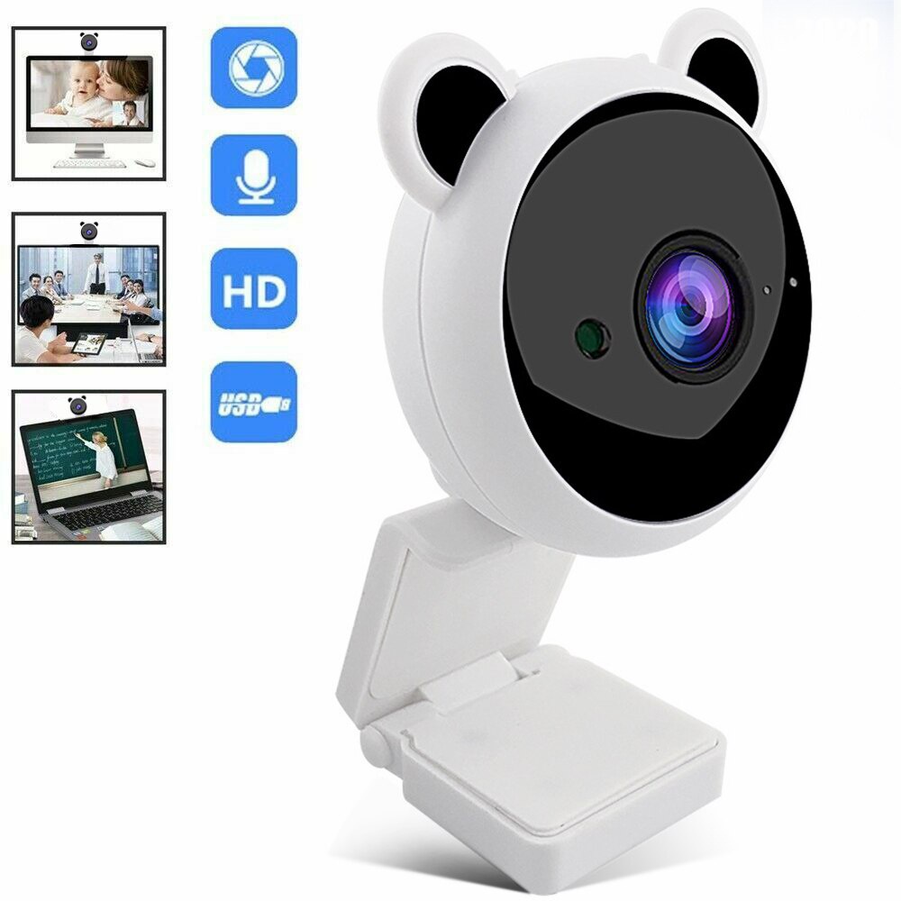 Webcam 1080P Full HD USB Có Micro Hình Gấu Dễ Thương Cho PC Laptop