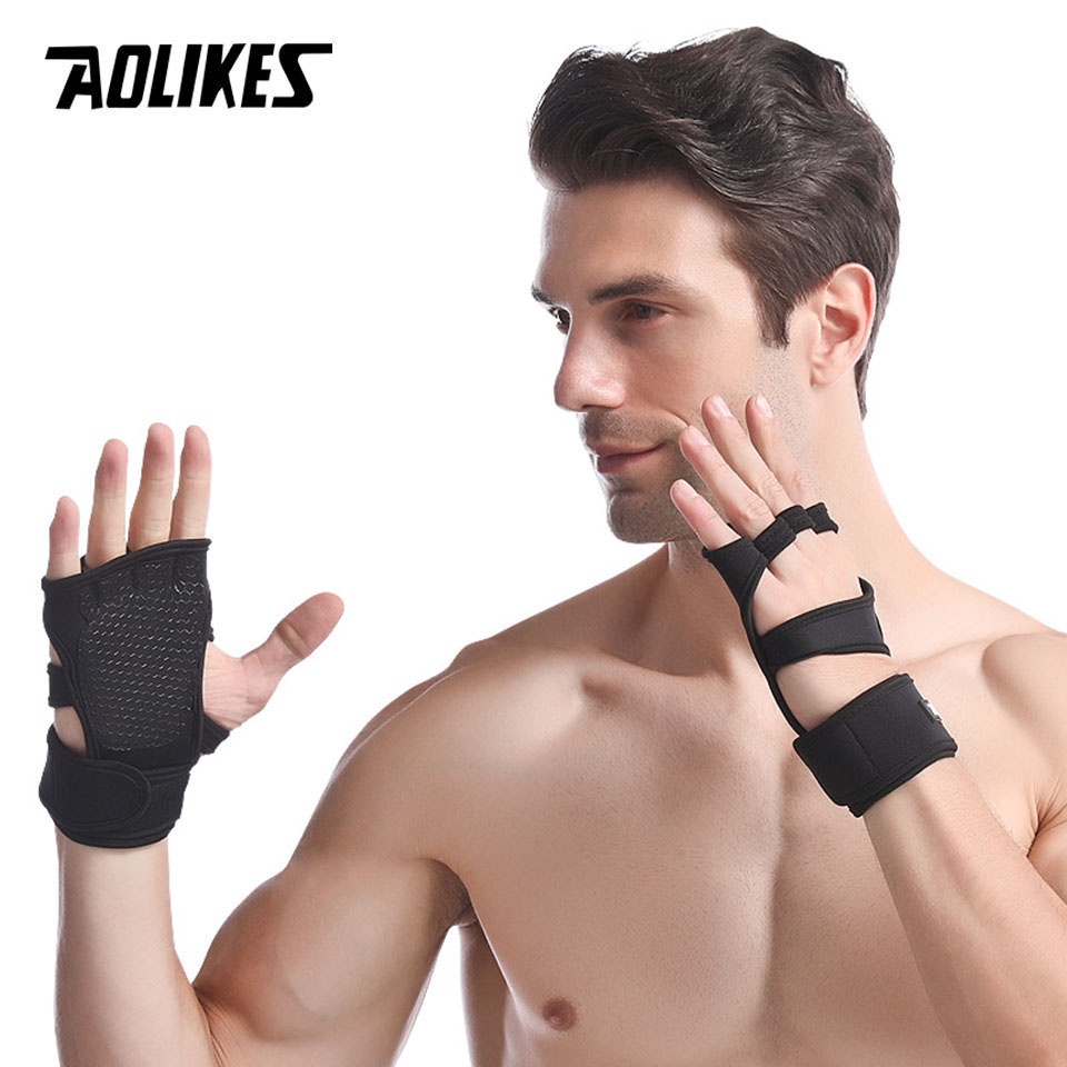 Đôi găng tay Aolikes bảo vệ cổ tay chống trượt phong cách thể thao hỗ trợ nâng tạ thoải mái