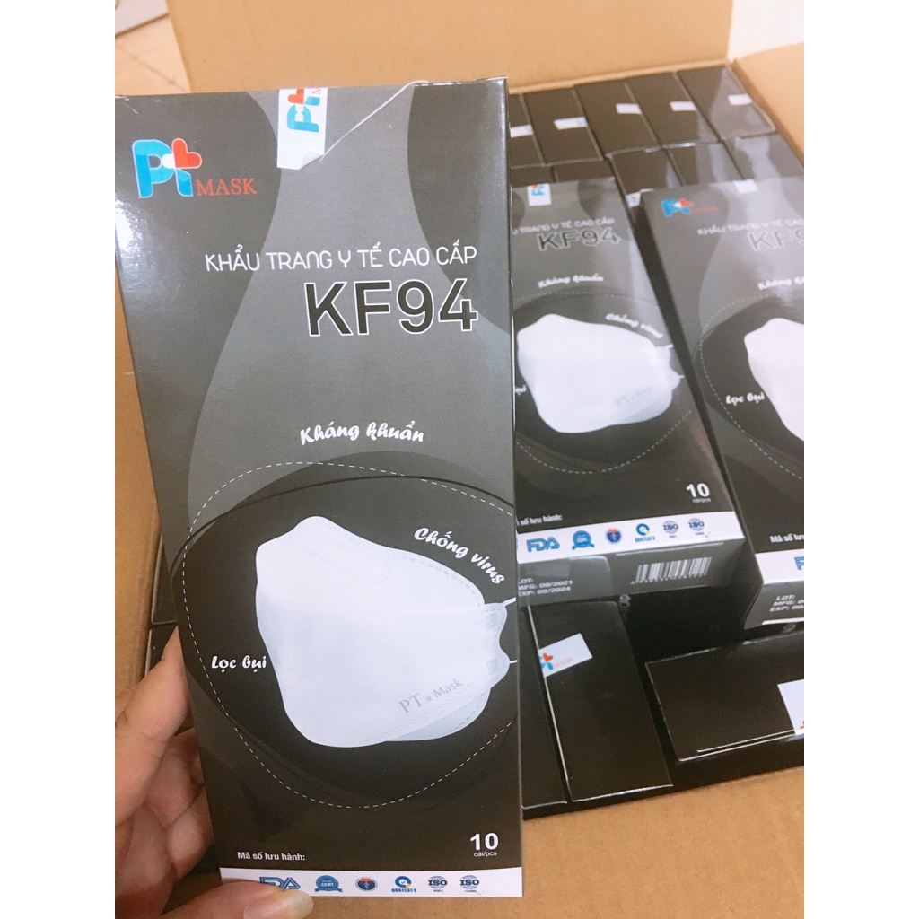 10 cái Khẩu trang KF94 PT Mask màu  trắng, xám - tân bình