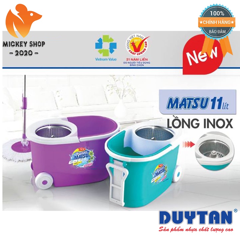 [Mua Nhiều] Bộ Lau Nhà 360 Độ Duy Tân MATSU 11L Lồng Inox ( có bánh xe) - CHÍNH HÃNG