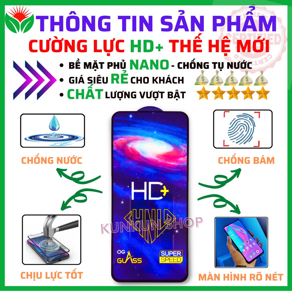 [Loại mới] Kính cường lực Samsung A11 - Phủ Nano cao cấp - Full màn hình - Độ cứng 11H - Độ trong suốt cực cao HD+