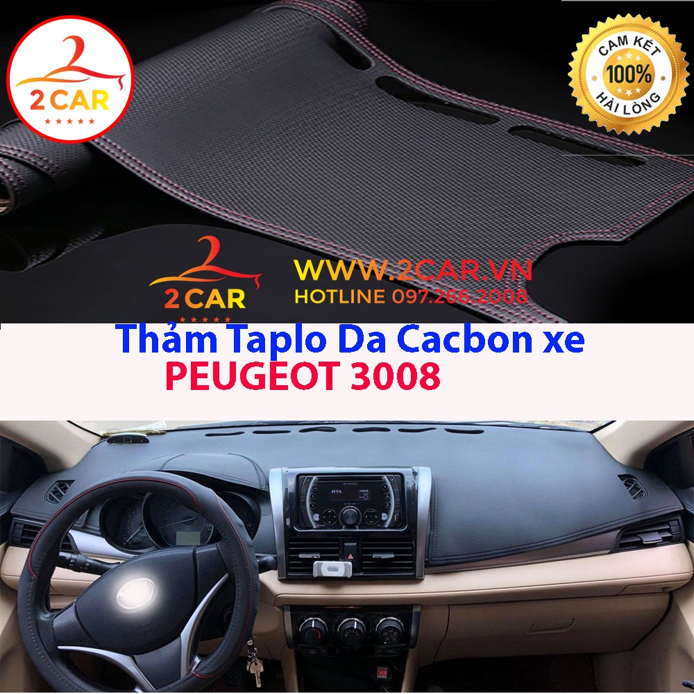 Thảm Taplo Da Cacbon Xe Peugeot 3008, chống nóng tốt, chống trơn trượt, vừa khít theo xe