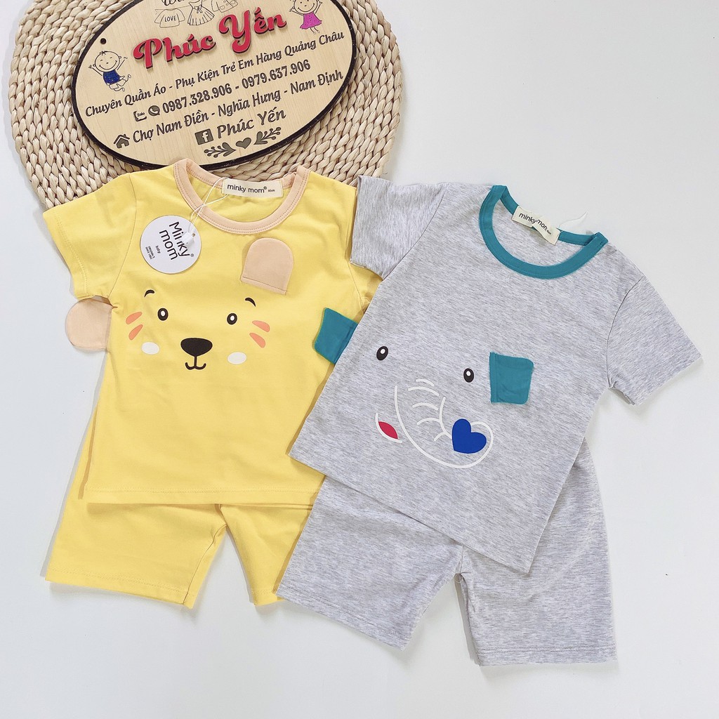 Bộ Cộc Cotton 100 % Hàng Minky Mom Họa Tiết Động Vật Có Tai Heo Hồng Cho Bé (8-18kg) (SP001424)