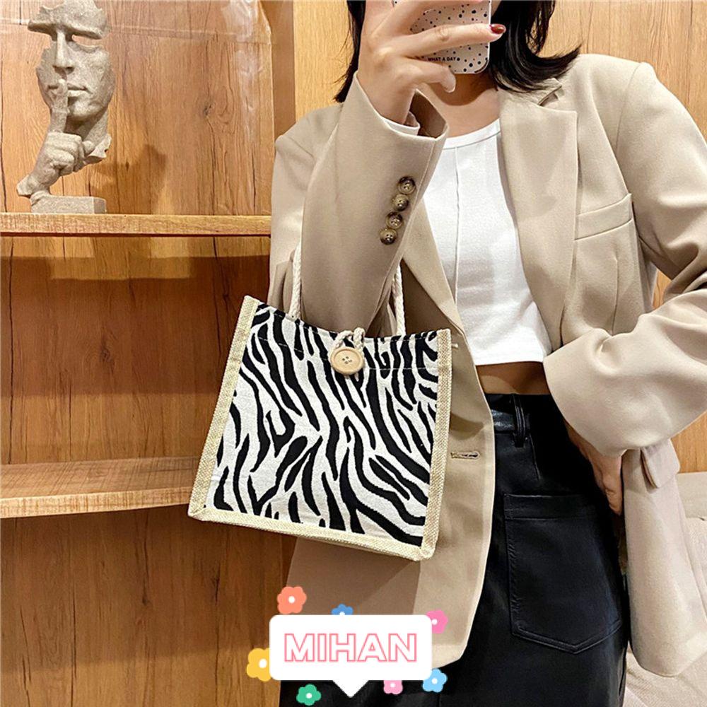 MIHAN1 Fashion Flax Tote Bag Women Underarm bag Handbag Mini Reusable Casual Simple Lunch Bag/Multicolor