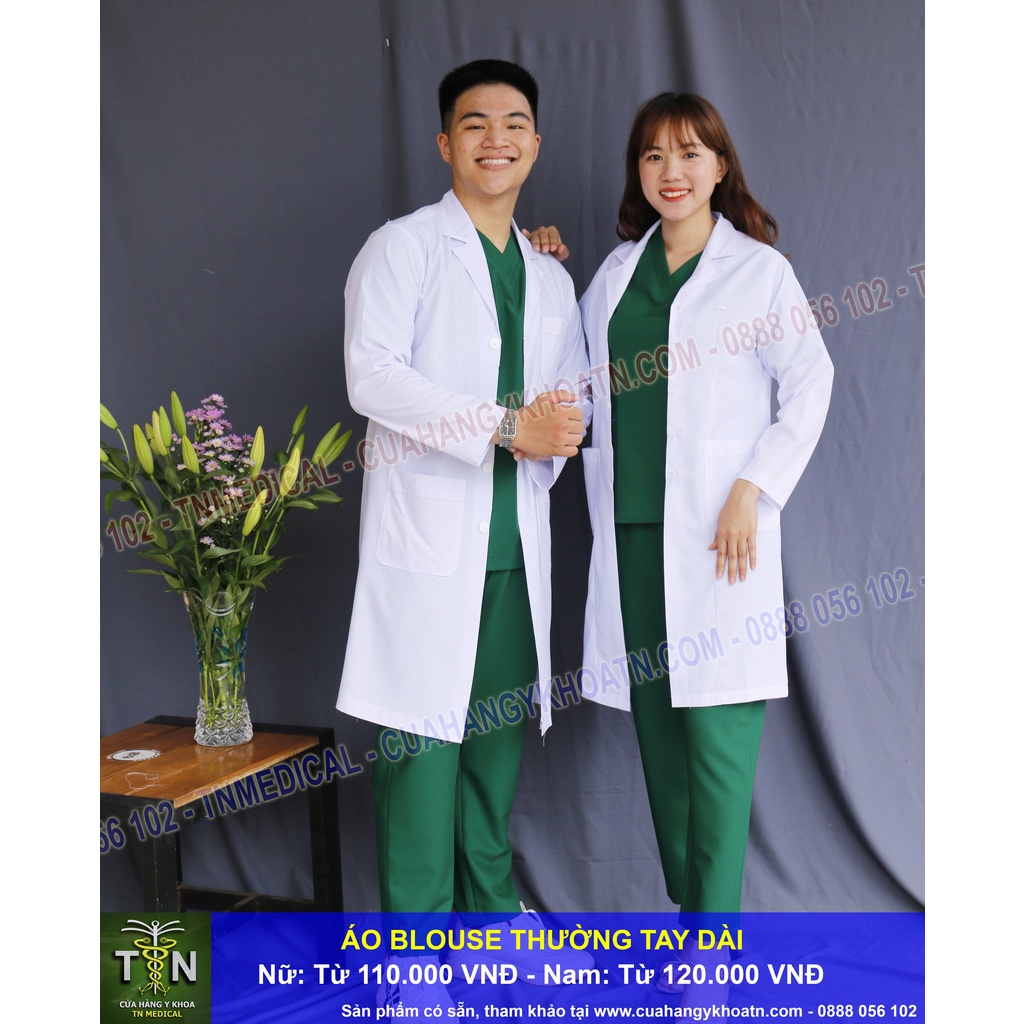 Áo Blouse  Vải Thường Cho Bác Sĩ, Dược Sĩ, Xét Nghiệm - Thương Hiệu TN Medical