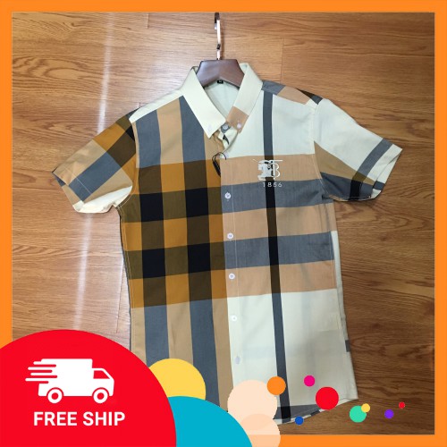 Áo Sơ Mi Nam BBR Cộc Tay Kẻ Ô To 2021 - Chất Liệu Cotton Thấm Hút Mồ Hôi Tốt - Áo Sơ Mi Cộc Tay Kẻ Ô - Sơ Mi Trẻ Trung..
