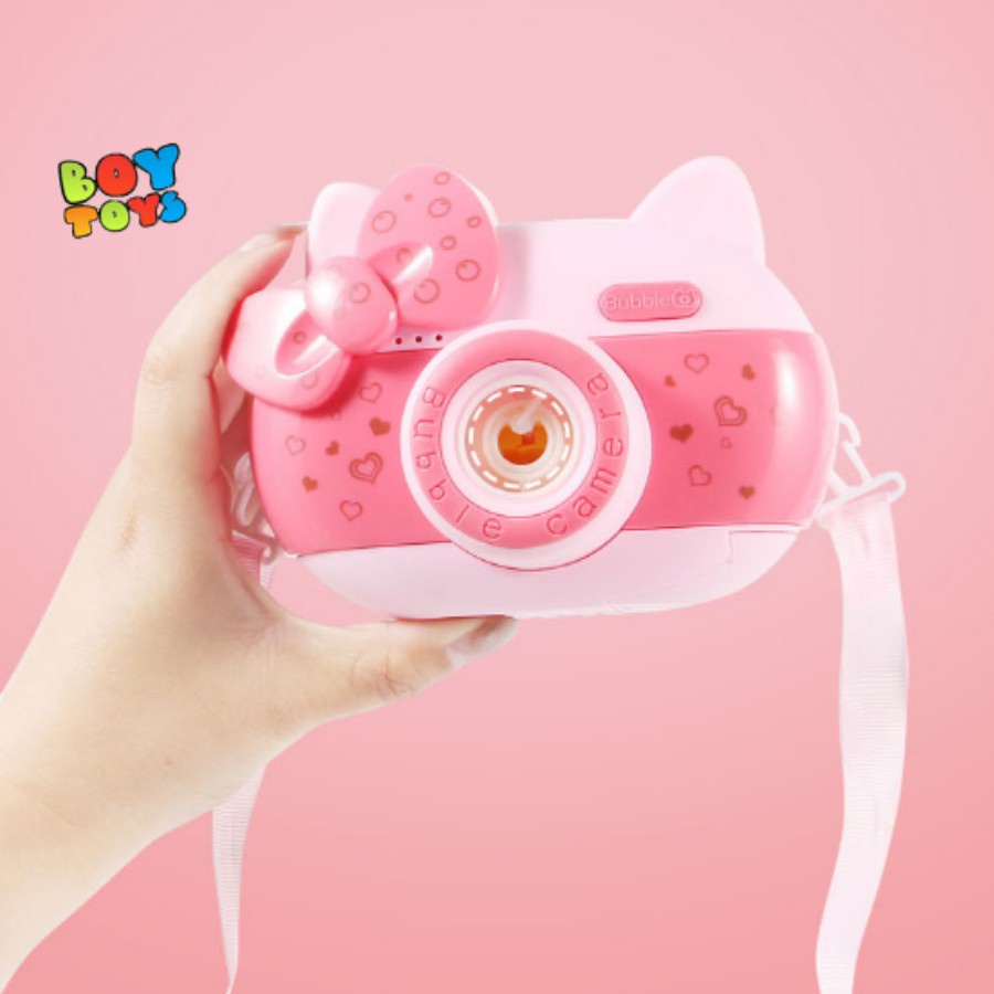 Đồ chơi máy ảnh thôi bong bóng xà phòng tự động hình mèo Kitty có nhạc và đèn dễ thương cho bé