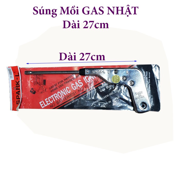 Súng đánh tia lửa mồi bếp ga SPARK-L INOX NHẬT dài 27cm