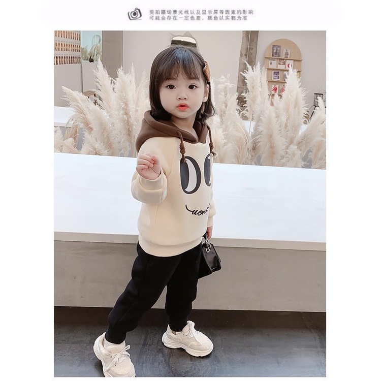 Sét Đôi Mắt Chất Nỉ Bông Có Mũ In Hình Cho Bé Gái từ 7 -27kg. MINKYSUN