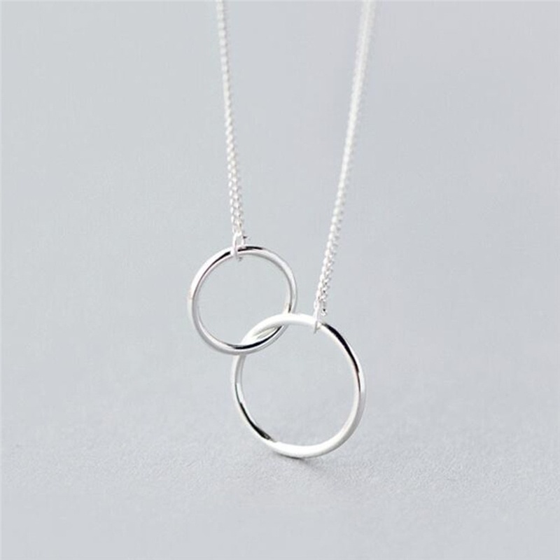 Korean Female Autumn Winter Sweater Double Ring Necklace Pendant