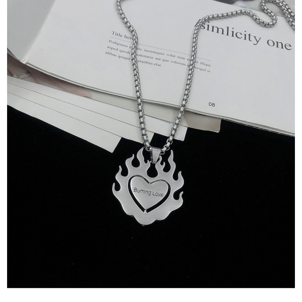 Mới Vòng cổ Thép Titan Mặt Hình Ngọn Lửa Thời Trang Cho Nam Nữ