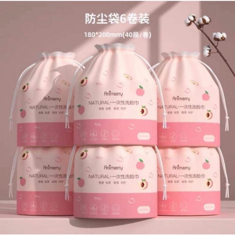 [Mã LIFEHLM2 giảm 10% tối đa 15k đơn 0đ] Khăn Lau Mặt Khô Dùng Một Lần Animerry ( 40 khăn/cuộn)