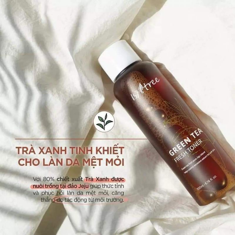 Nước Cân Bằng ISNTREE Green Tea Fresh Toner Phục Hồi Da Chiết Xuất Trà Xanh 200ml