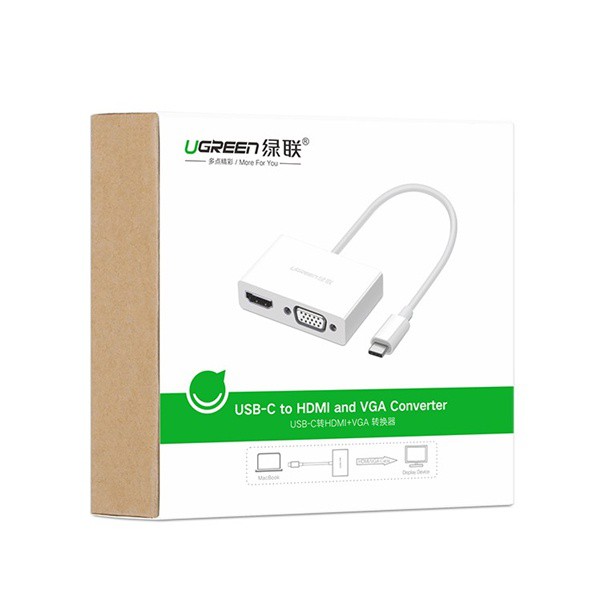 CÁP CHUYỂN USB TYPE C SANG HDMI + VGA UGREEN (30843)