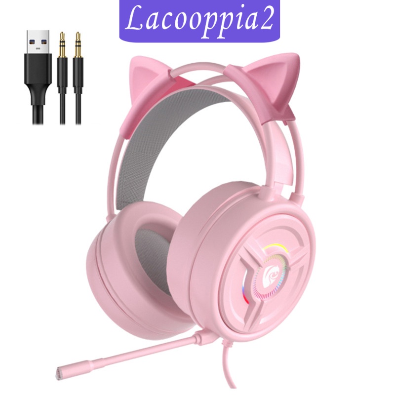 [LACOOPPIA2] 3.5mm Gaming Headset w/LED Light, Stereo Surround Sound, PSH-200 Gaming Headphones with Noise Cancelling Mic for PC Laptop