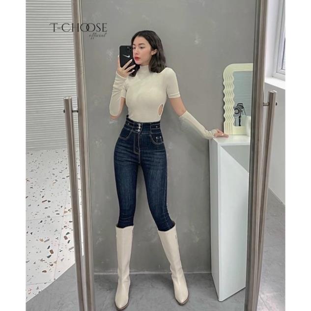 QUẦN JEAN ÔM CẠP CAO 3 CÚC CHO NỮ