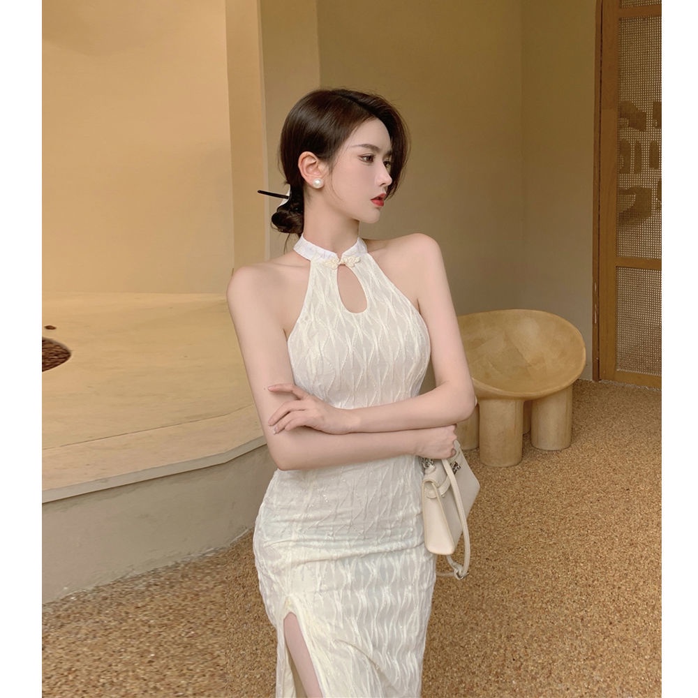 Đầm sườn xám dáng dài xẻ tà cho các nàng thích phong cách gợI cảm