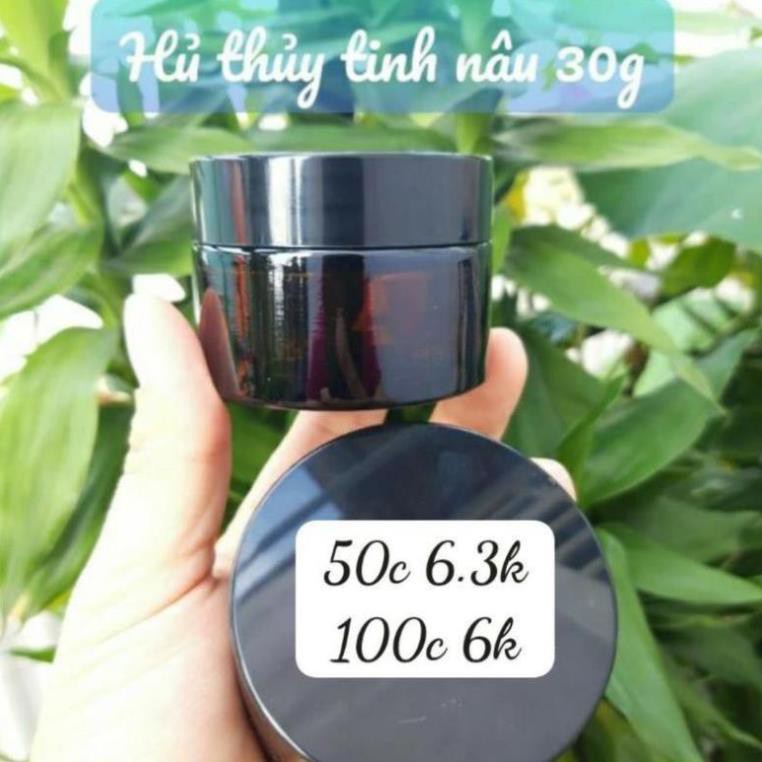 Hủ Đựng Kem ❤ RẺ VÔ ĐỊCH ❤ Hũ đựng kem thủy tinh nâu 30g,50g ,Hũ chiết mỹ phẩm , chai lọ chiết mỹ phẩm .