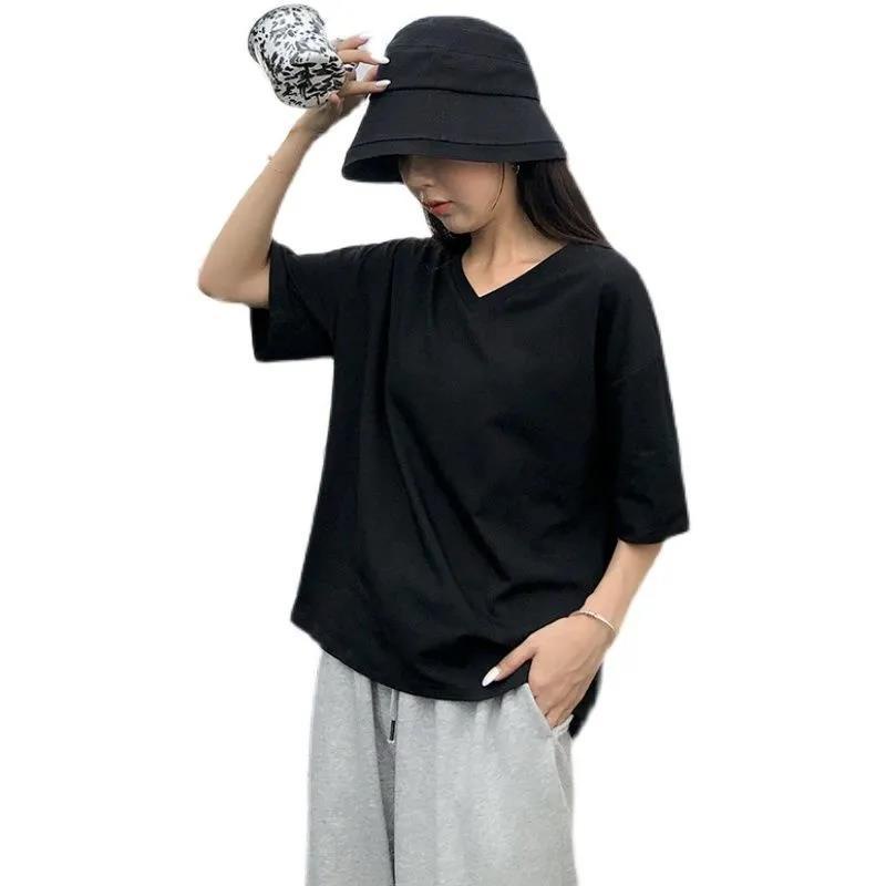 Áo Thun Nữ Tay Ngắn Dáng Rộng Màu Trơn  Plus Size