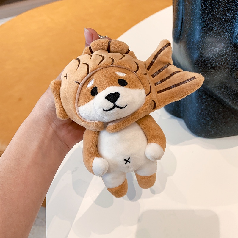 Móc Khóa Hình Chó Shiba Inu Taiyaki Nhồi Bông Dễ Thương