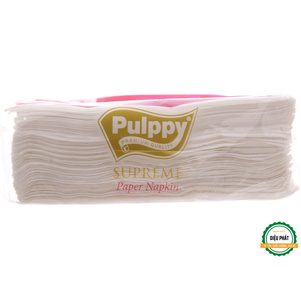 Giấy vuông, giấy xấp pulppy đỏ, khăn giấy ăn pulppy 2 lớp gói 80 tờ - ảnh sản phẩm 5