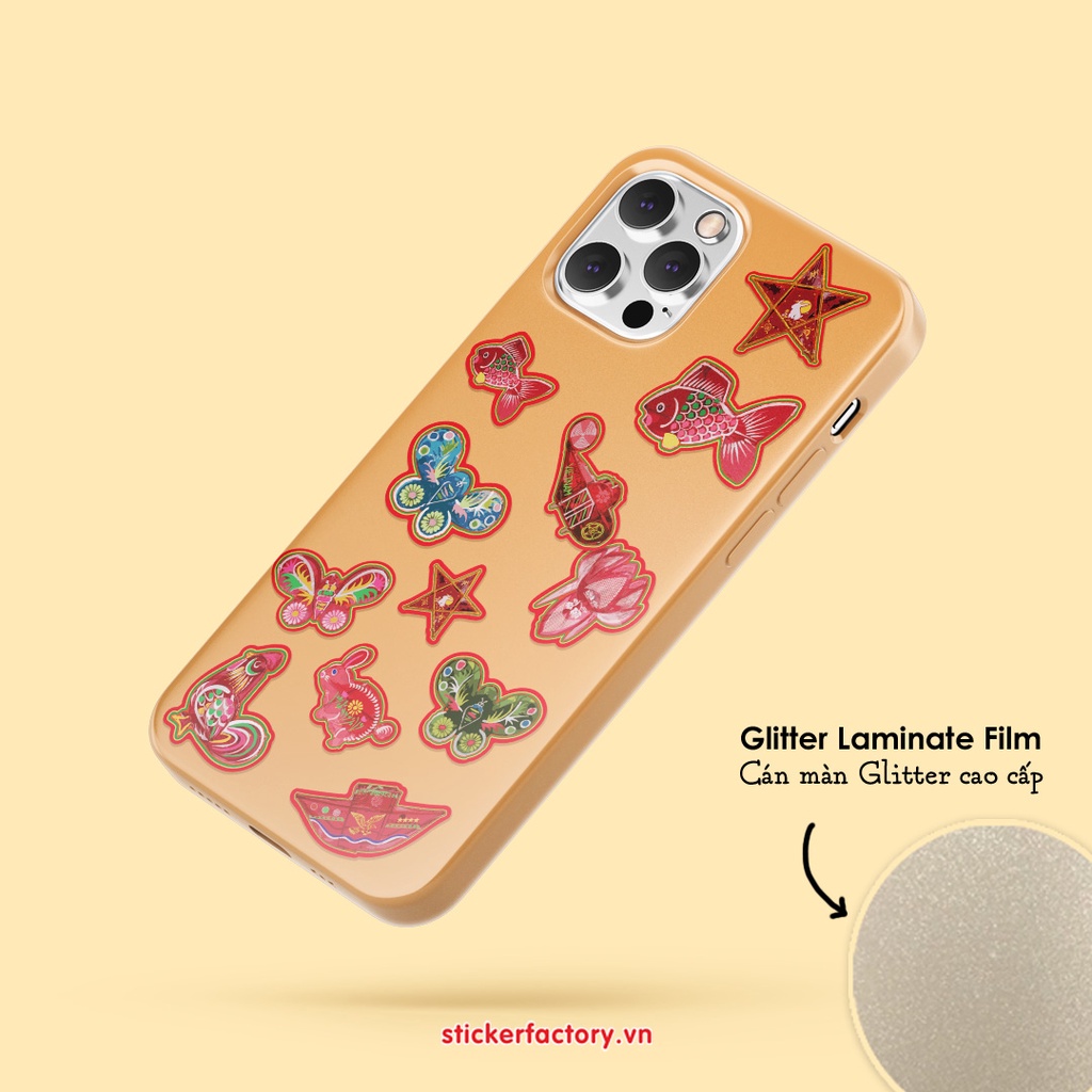 Vol 25 Vietnam Lanterns - Little sticker sheet A6 hình dán cán màn lấp lánh cao cấp - Sticker Factory