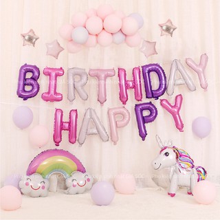 Set bóng trang trí sinh nhật chủ đề Ngựa Pony ( Tặng kèm Bơm bóm + băng dính chuyên dụng )
