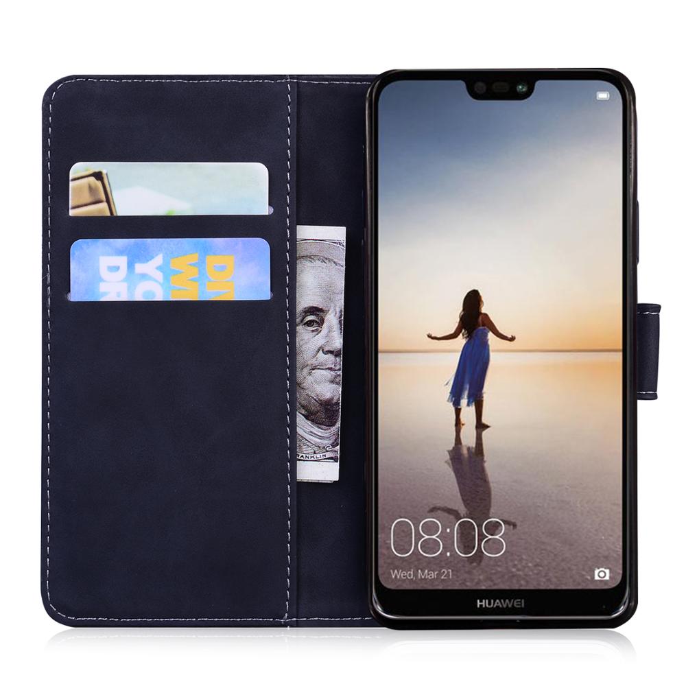 Bao da điện thoại PU kiểu ví thẻ gập từ tính có giá đỡ in nổi hình hổ cho Huawei P20 Lite/Nova 3E