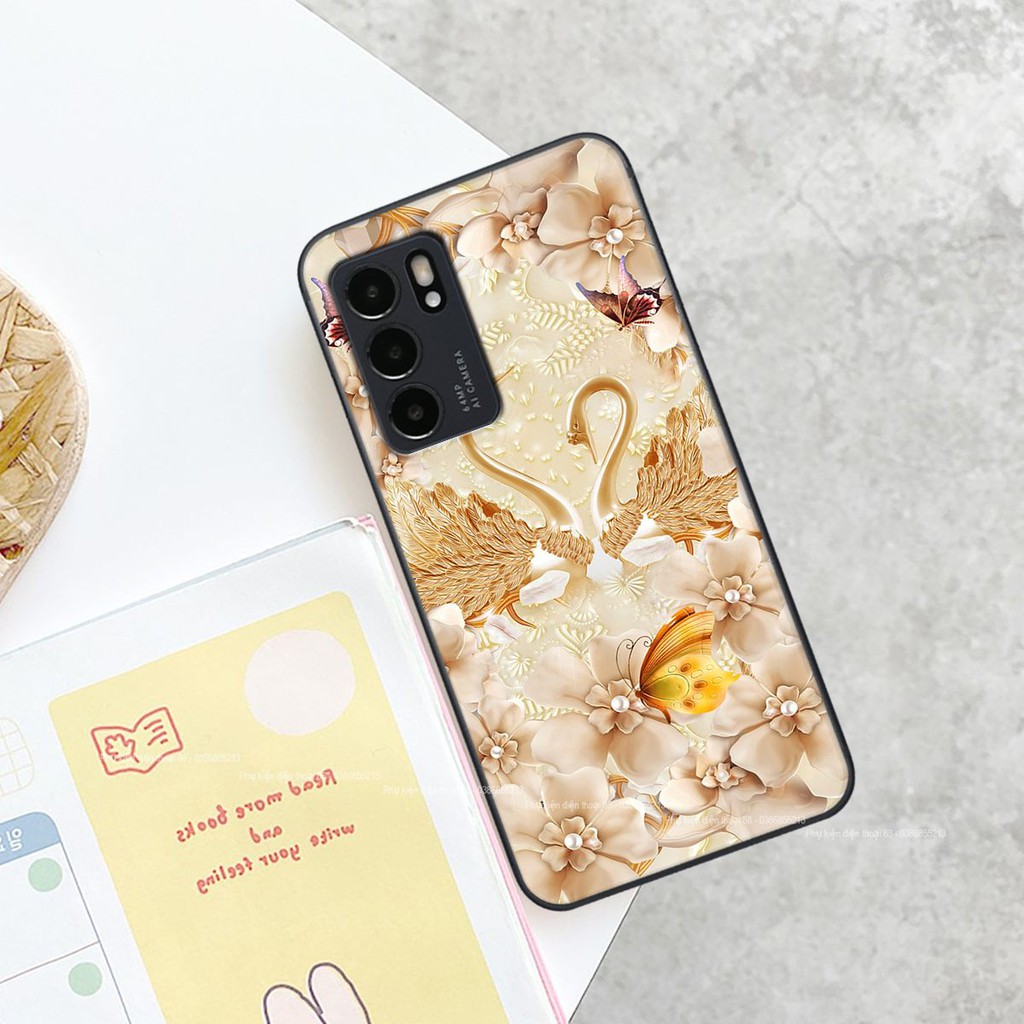 Ốp lưng Oppo RENO 6 5G hình hình hoa, thiên nga, đẹp thời trang - CAO CẤP - SANG TRỌNG