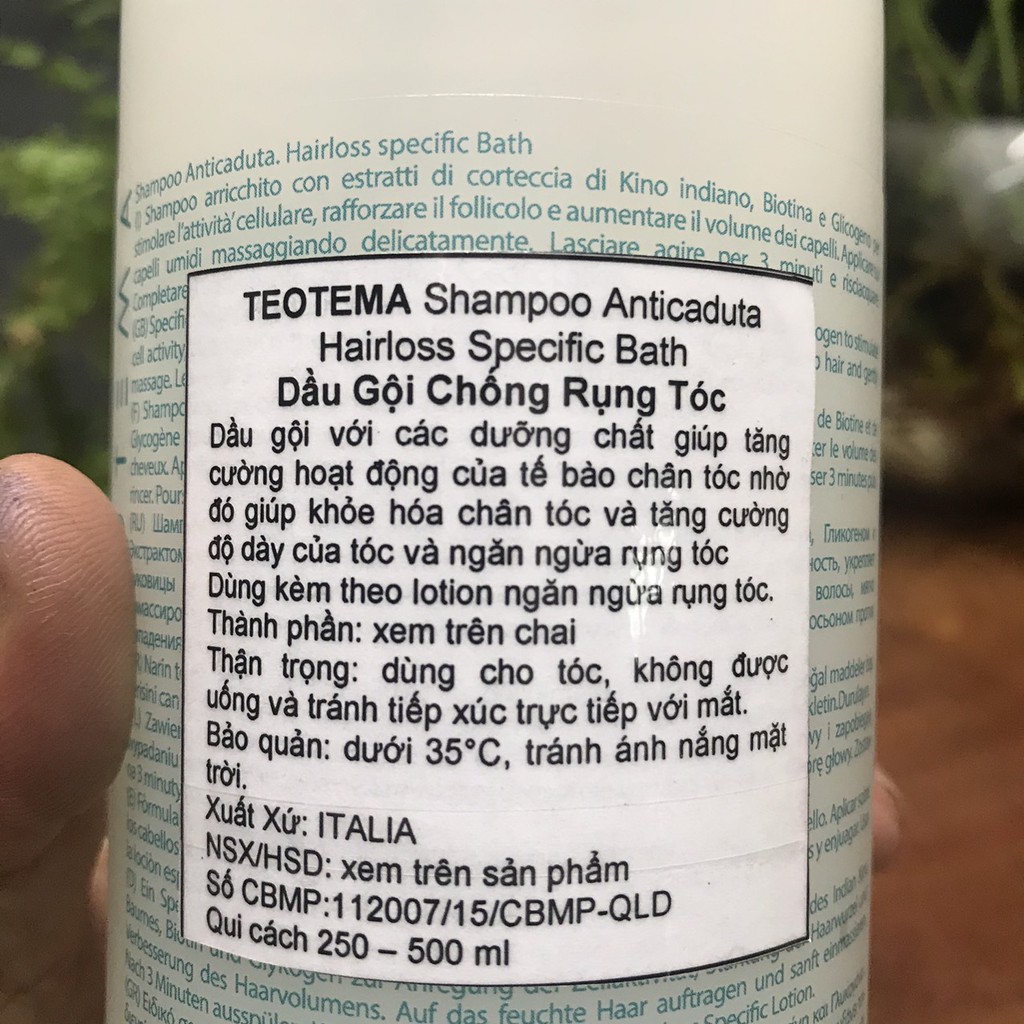 Combo chống rụng tóc Teotema Hairloss Specific Bath 500ml/125ml