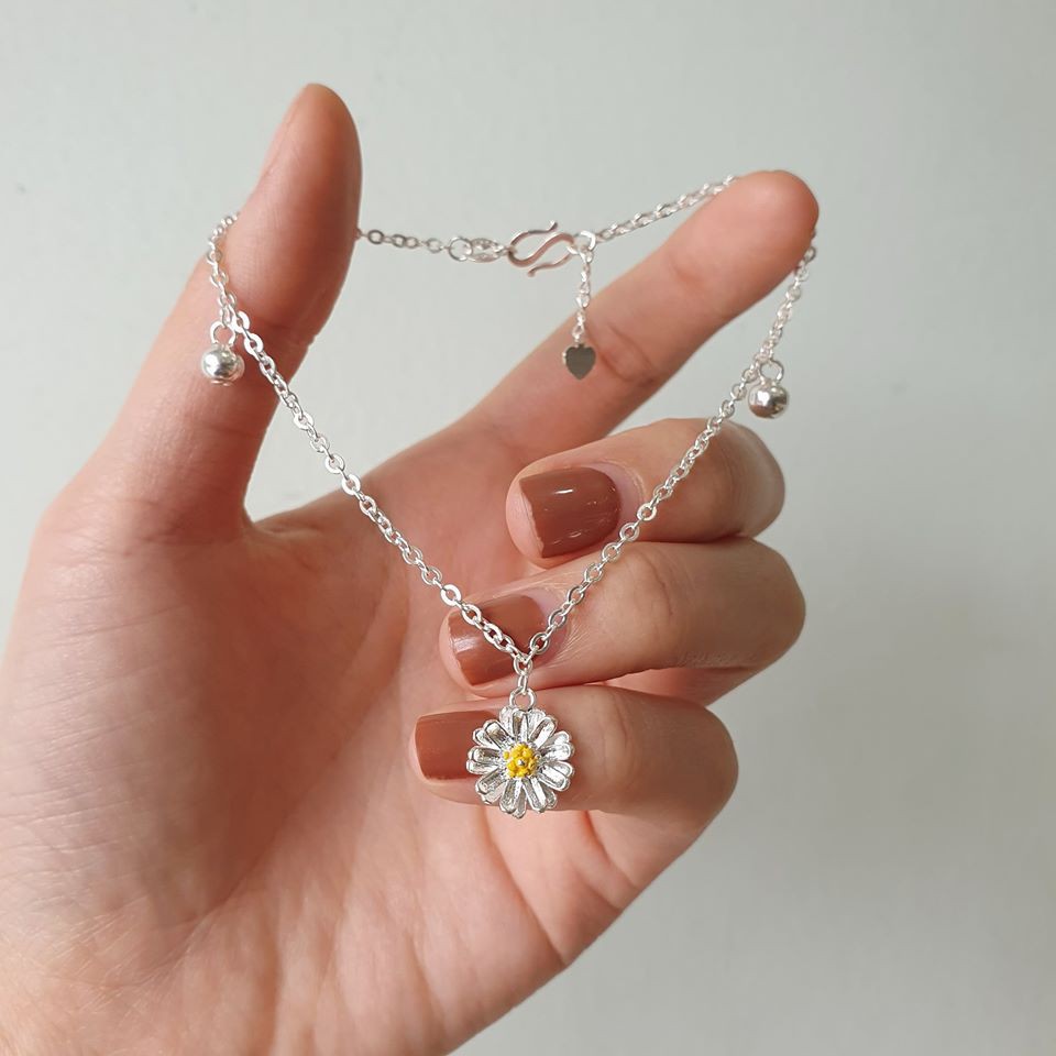 Lắc chân bạc 925 cúc họa mi