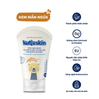 Kem KUTIESKIN bôi dịu da, giảm mẩn ngứa cho da bé - tuýp 30gr