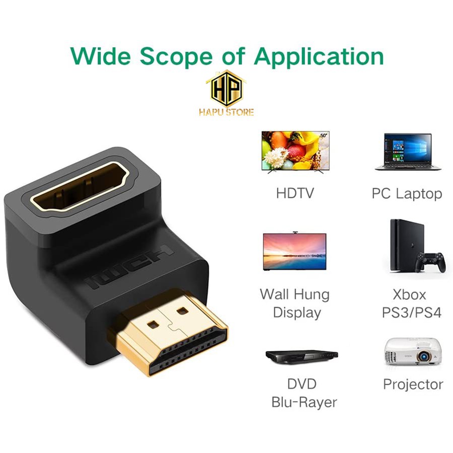 Đầu nối HDMI vuông góc 90 độ Ugreen 20109 (bẻ xuống) chính hãng - Hapustore