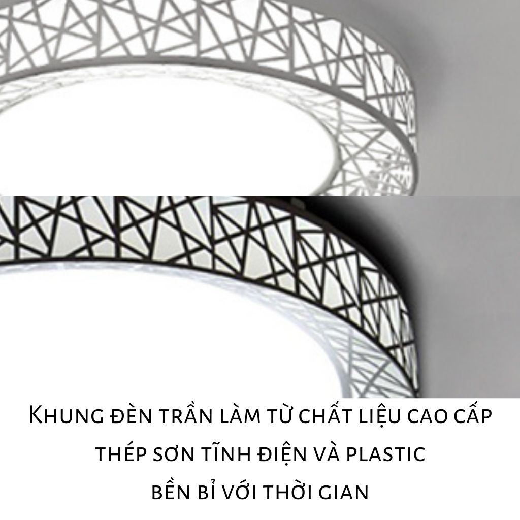 Đèn Ốp Trần Phòng Khách Tròn THỦ ĐÔ LIGHTING Thiết Kế Độc Đáo Với Hai Phiên Bản Trắng Và Đen, Đèn Led 3 Chế Độ Màu J6