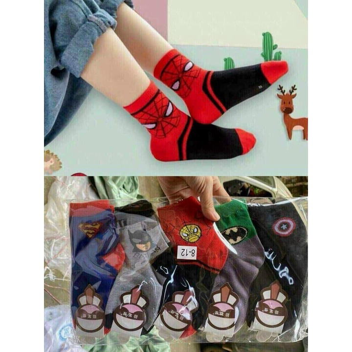Combo 10 đôi tất siêu nhân nhện cho bé từ 2 đến 8 tuổi