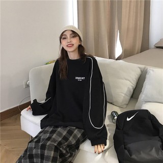 ÁO NỈ BÔNG TRUDINT UNISEX 2 MÀU TRẮNG ĐEN - ÁO SWEATER SỌC VIỀN FASHION ULZZANG
