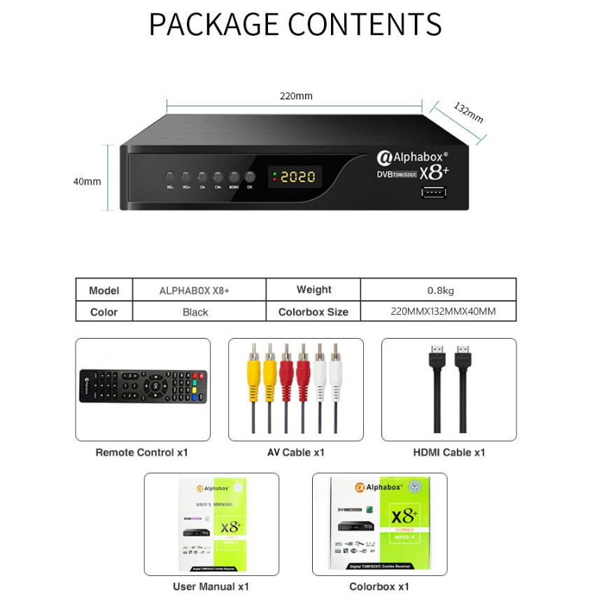 Combo Dvb-S2 / T2 / C Mới 2020 Alphabox X8 +