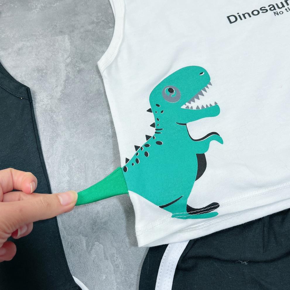 Bộ Ba Lỗ In Hình Khủng Long dinosour Đáng Yêu Cho Bé Trai 8-18kg