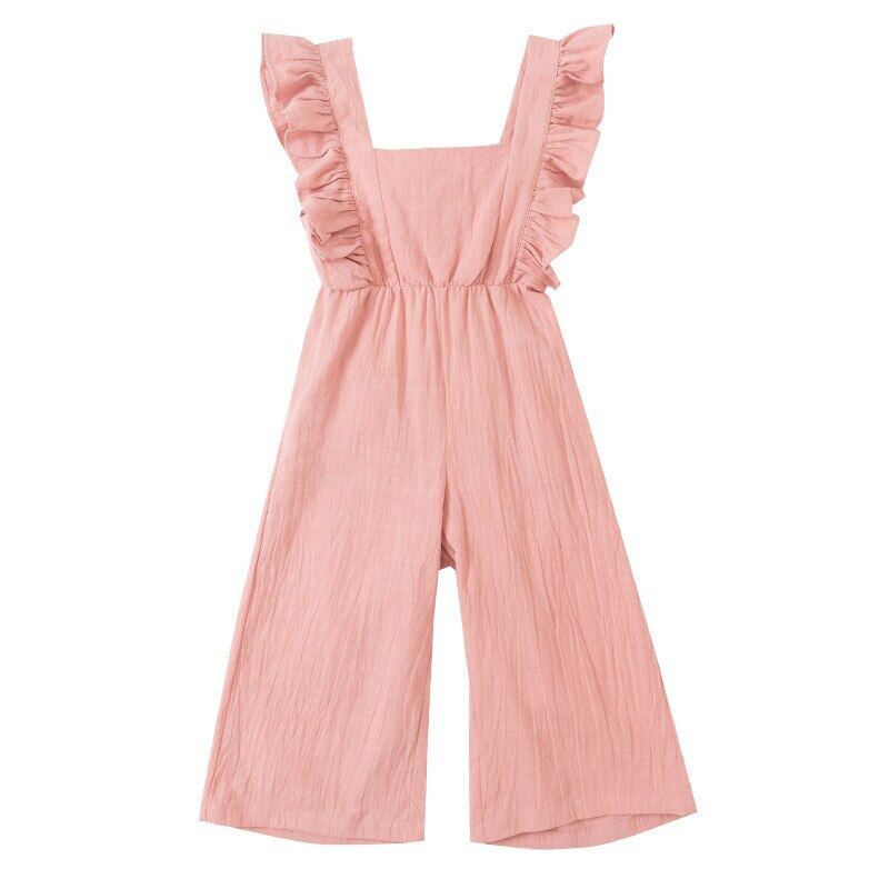 Bộ Áo Liền Quần Bằng Cotton Ống Rộng Phong Cách Hàn Quốc Thời Trang Mùa Hè Cho Bé Gái 2-5 Tuổi