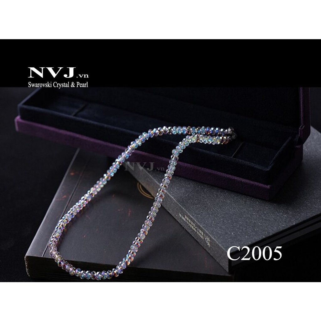 Vòng cổ hạt bánh cam 6ly pha lê Swarovski briolette 5040 001AB - PhaleAo, trang sức NVJ