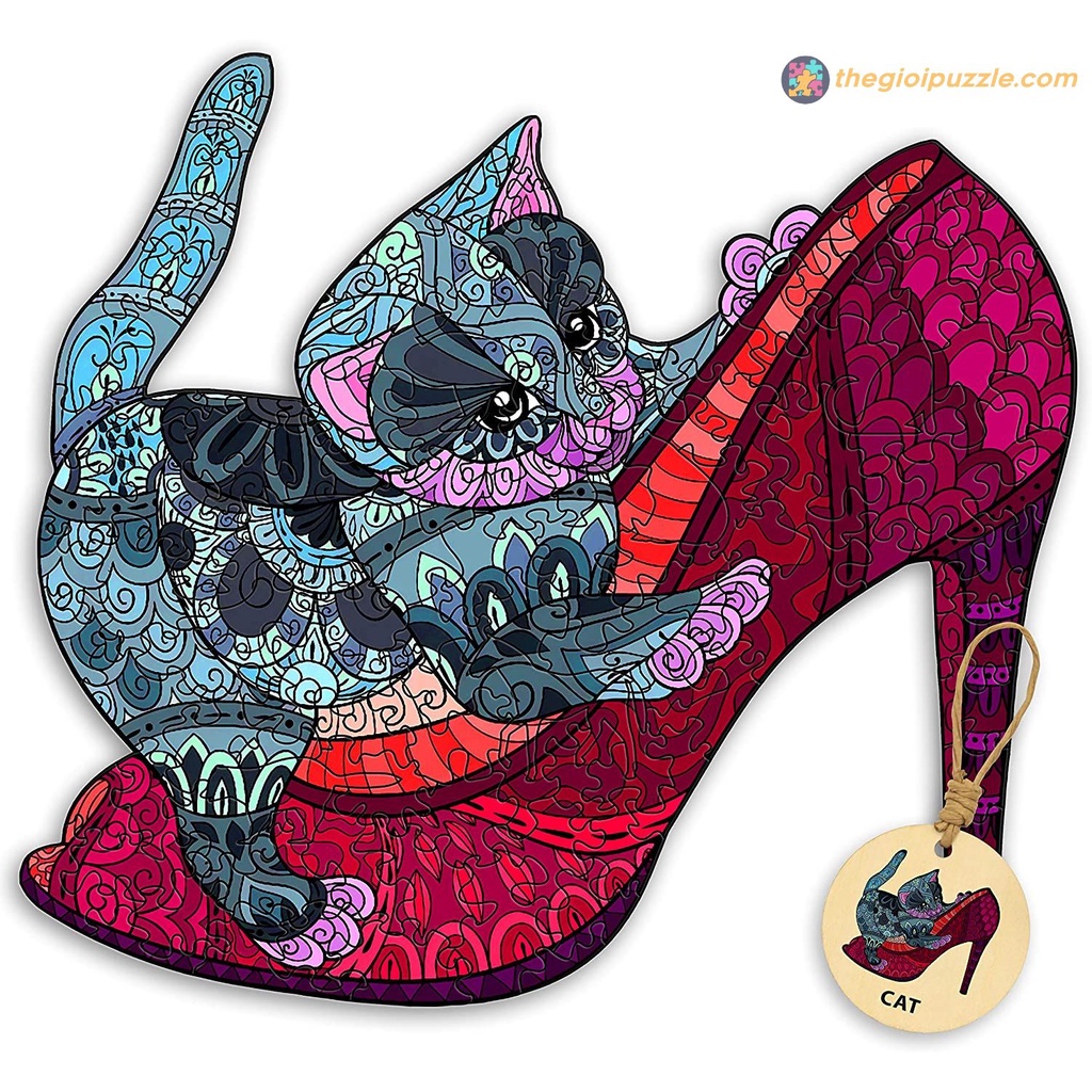 Bộ Xếp Hình Gỗ Thegioipuzzle Ghép Hình Puzzle, Con Mèo TGP083