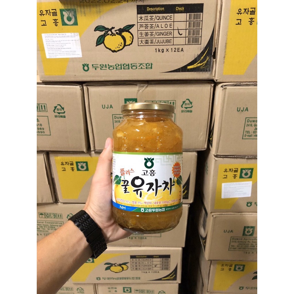 Mật ong chanh đào mẫu mới hũ 1kg - Hàn Quốc