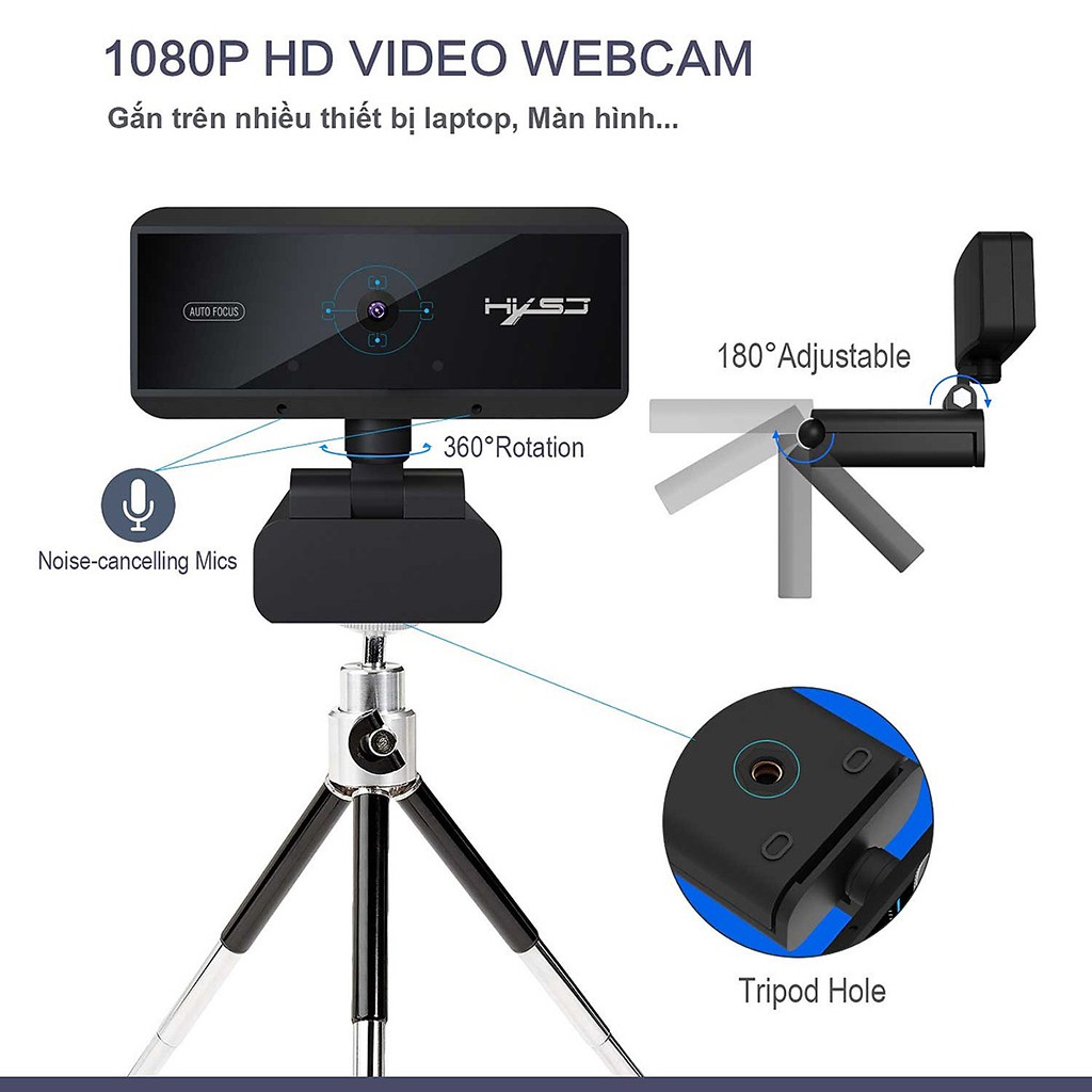 Webcam máy tính HXSJ S4 HD 1080P USB3.0 2.0 Camera Có Thể Điều Chỉnh 360° Kèm Mic Cho Cuộc Gọi Video - Hàng Chính Hãng | WebRaoVat - webraovat.net.vn