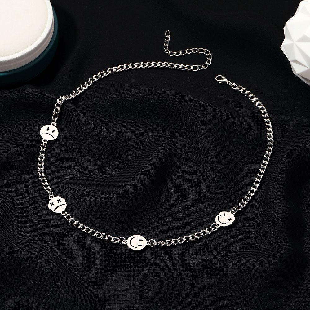 EXPEN Vòng cổ Choker Hai Mặt Hình Mặt Cười Dễ Thương Sáng Tạo Phong Cách Hàn Quốc Dành Cho Nam Nữ