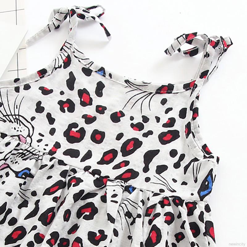 Đầm không tay họa tiết da báo xinh xắn cho bé gái