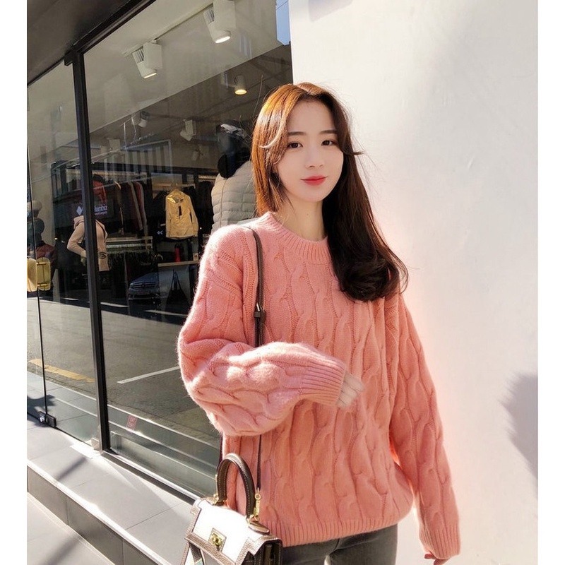 Áo sweater nhung dày dáng rộng phong cách Hàn Quốc thời trang thu đông mới 2021 6606