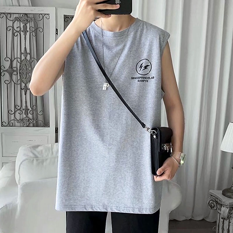 Áo Thun Không Tay In Chữ Phong Cách Hàn Quốc Dành Cho Nam